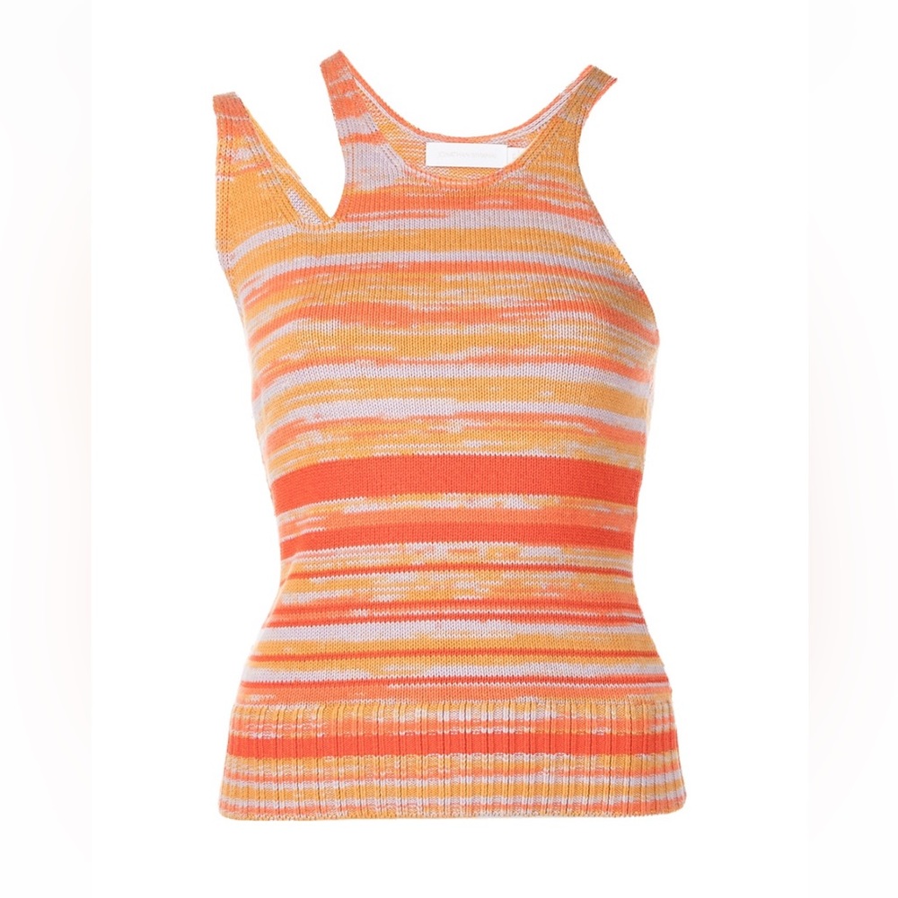 Jonathan Simkhai Orange Yellow Striped Knit Tank Top